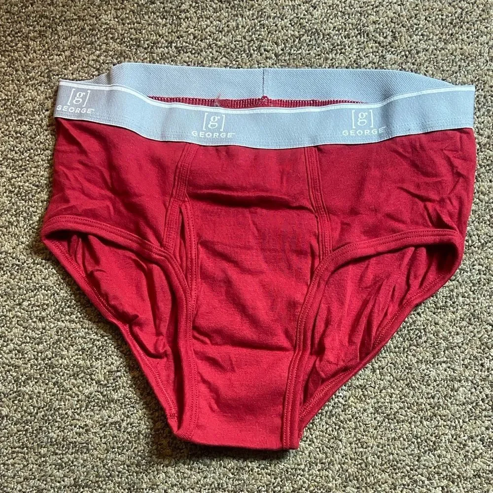 George Men’s Red Briefs with Light Gray Waistband Size XL (40-42) The Fruit Loom